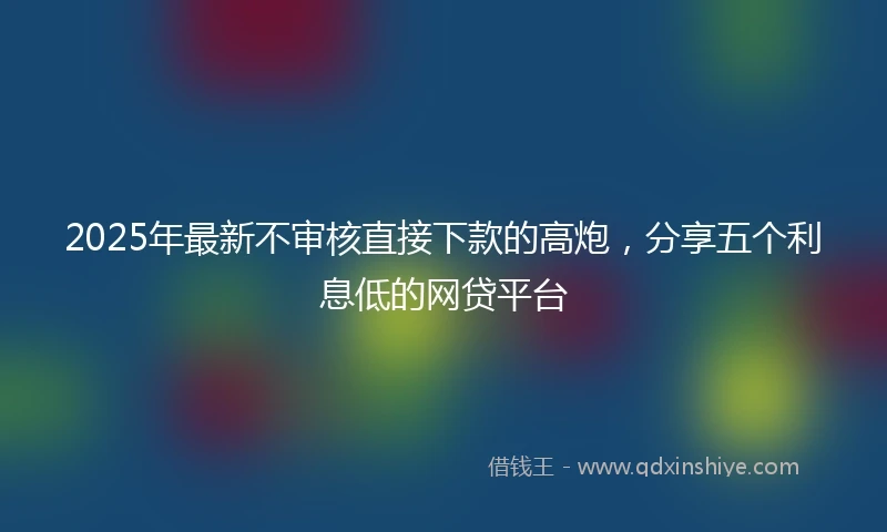 2025年最新不审核直接下款的高炮，分享五个利息低的网贷平台