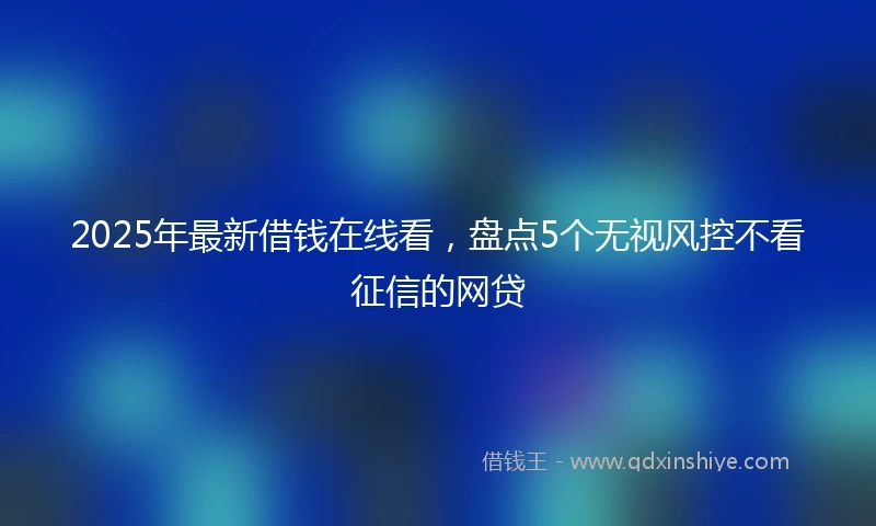 2025年最新借钱在线看，盘点5个无视风控不看征信的网贷