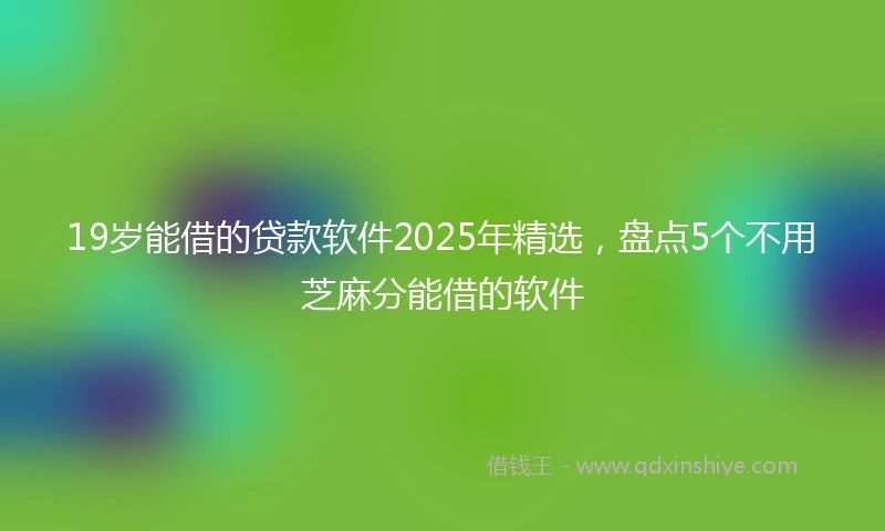 19岁能借的贷款软件2025年精选，盘点5个不用芝麻分能借的软件