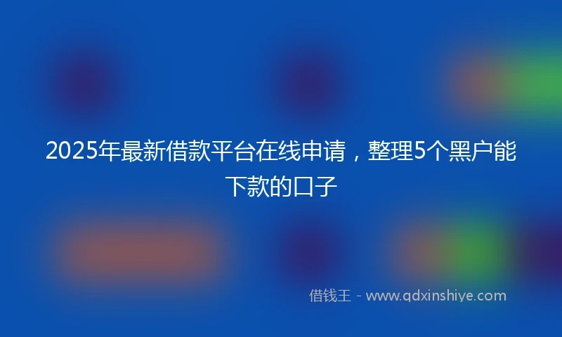 2025年最新借款平台在线申请，整理5个黑户能下款的口子