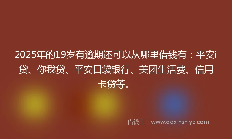 2025年的19岁有逾期还可以从哪里借钱有：平安i贷、你我贷、平安口袋银行、美团生活费、信用卡贷等。