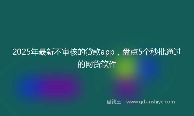 2025年最新不审核的贷款app，盘点5个秒批通过的网贷软件