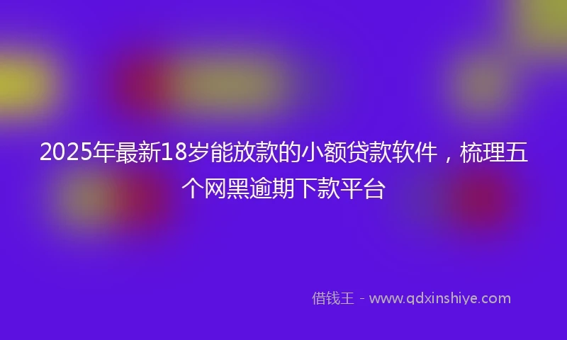 2025年最新18岁能放款的小额贷款软件，梳理五个网黑逾期下款平台