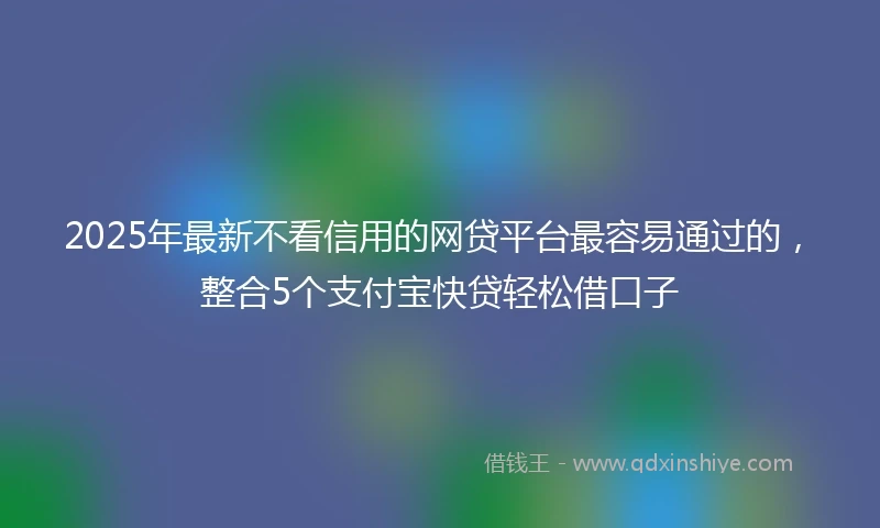 2025年最新不看信用的网贷平台最容易通过的，整合5个支付宝快贷轻松借口子