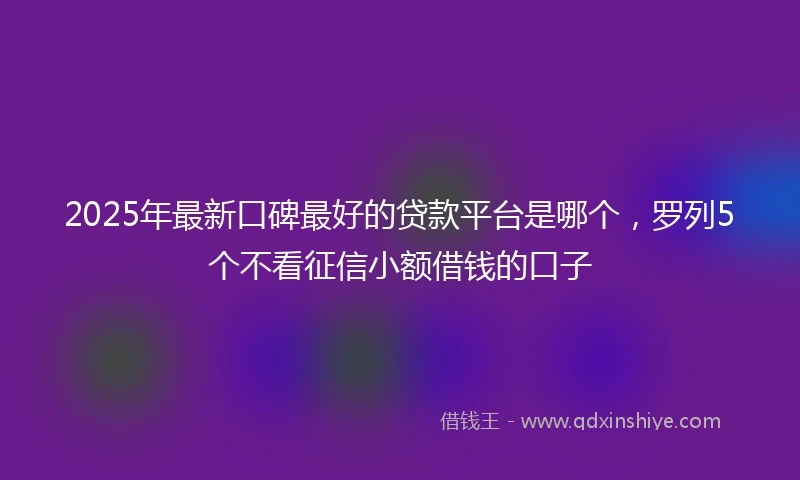 2025年最新口碑最好的贷款平台是哪个，罗列5个不看征信小额借钱的口子