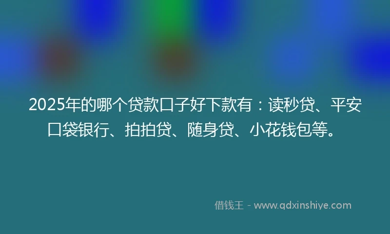 2025年的哪个贷款口子好下款有：读秒贷、平安口袋银行、拍拍贷、随身贷、小花钱包等。