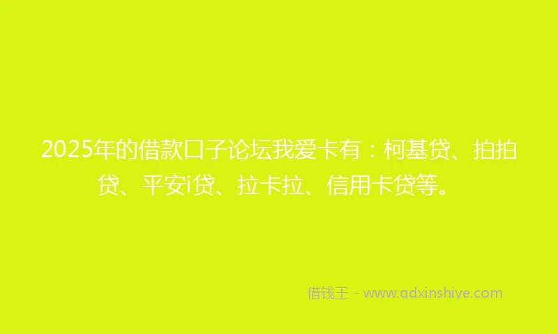 2025年的借款口子论坛我爱卡有：柯基贷、拍拍贷、平安i贷、拉卡拉、信用卡贷等。
