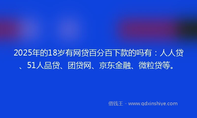 2025年的18岁有网贷百分百下款的吗有：人人贷、51人品贷、团贷网、京东金融、微粒贷等。