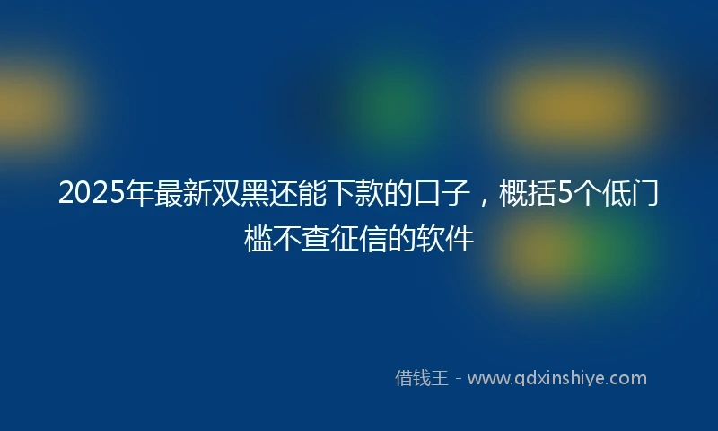 2025年最新双黑还能下款的口子，概括5个低门槛不查征信的软件