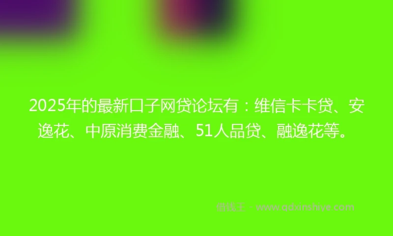 2025年的最新口子网贷论坛有：维信卡卡贷、安逸花、中原消费金融、51人品贷、融逸花等。
