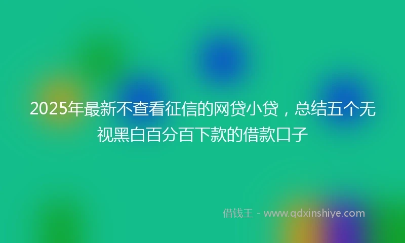 2025年最新不查看征信的网贷小贷，总结五个无视黑白百分百下款的借款口子