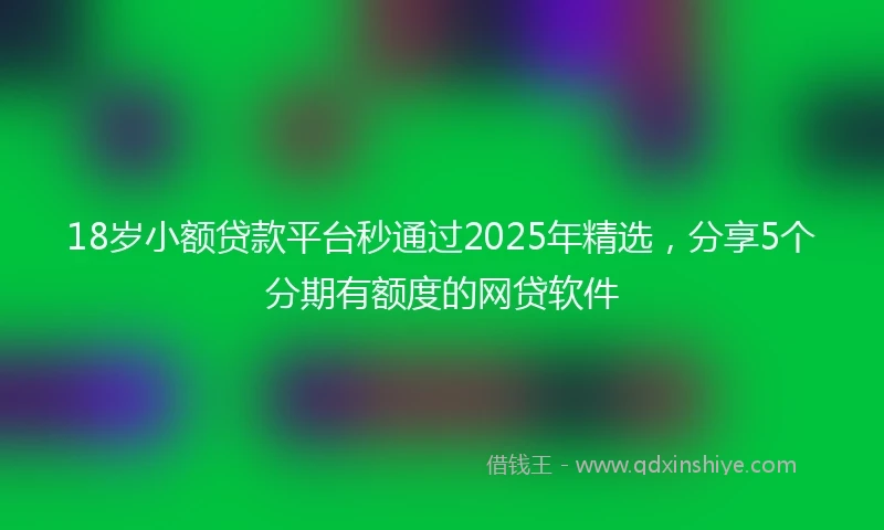 18岁小额贷款平台秒通过2025年精选，分享5个分期有额度的网贷软件