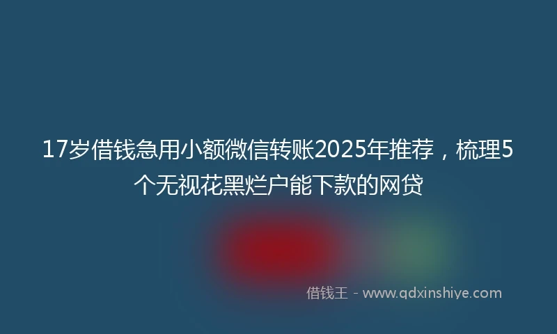 17岁借钱急用小额微信转账2025年推荐，梳理5个无视花黑烂户能下款的网贷