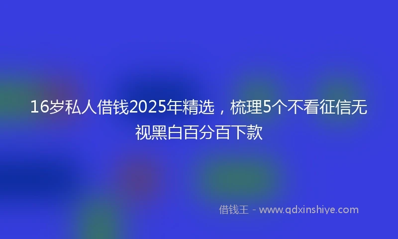 16岁私人借钱2025年精选，梳理5个不看征信无视黑白百分百下款