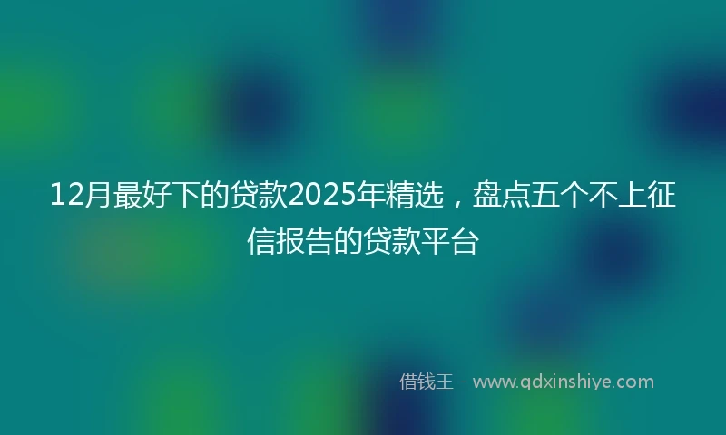 12月最好下的贷款2025年精选，盘点五个不上征信报告的贷款平台