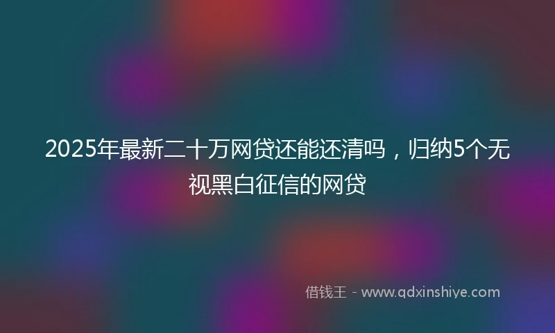 2025年最新二十万网贷还能还清吗，归纳5个无视黑白征信的网贷