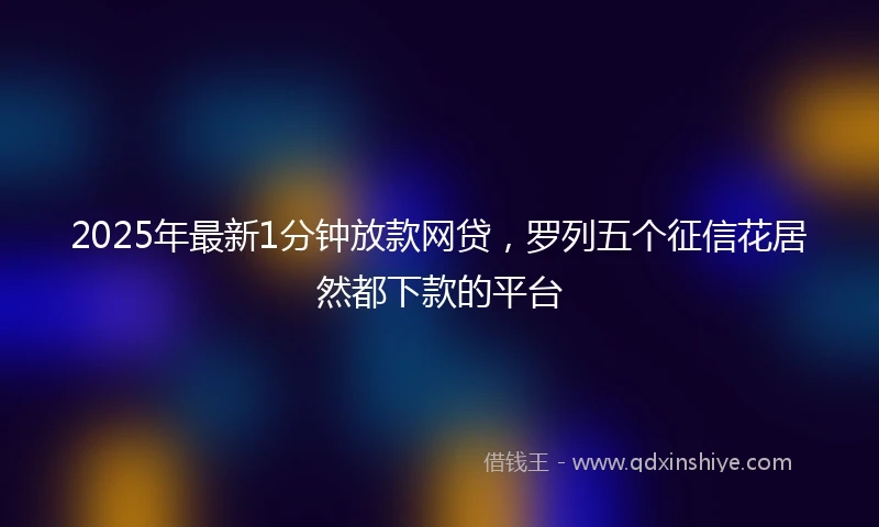 2025年最新1分钟放款网贷，罗列五个征信花居然都下款的平台