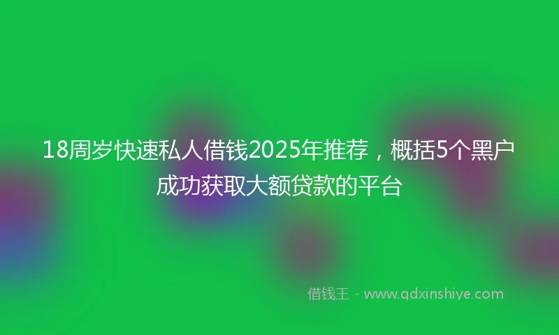 18周岁快速私人借钱2025年推荐，概括5个黑户成功获取大额贷款的平台