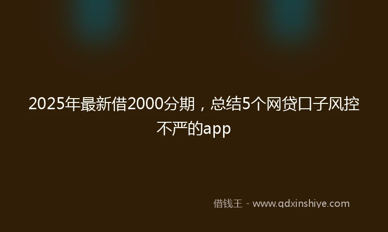2025年最新借2000分期，总结5个网贷口子风控不严的app