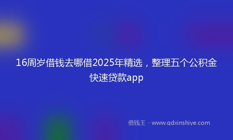 16周岁借钱去哪借2025年精选，整理五个公积金快速贷款app