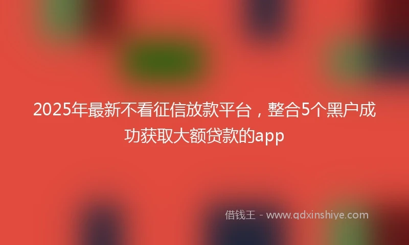 2025年最新不看征信放款平台，整合5个黑户成功获取大额贷款的app
