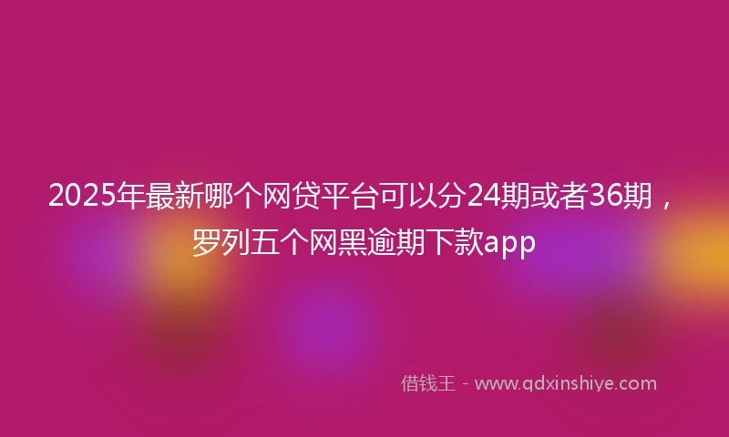 2025年最新哪个网贷平台可以分24期或者36期，罗列五个网黑逾期下款app