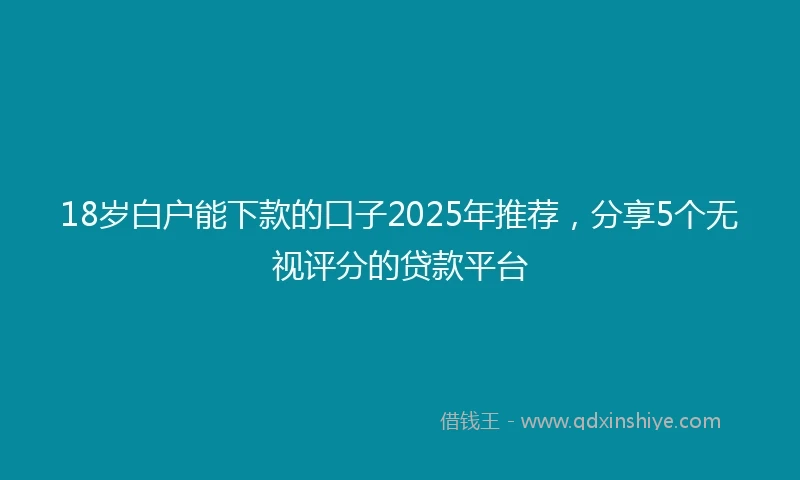 18岁白户能下款的口子2025年推荐，分享5个无视评分的贷款平台