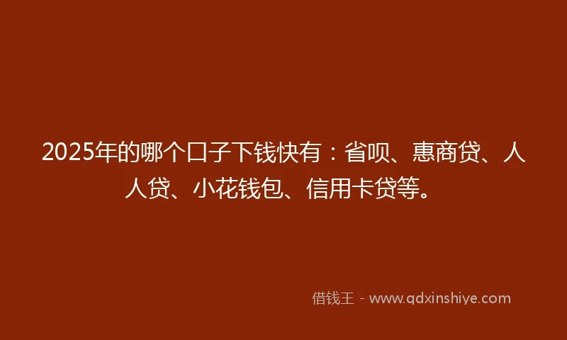 2025年的哪个口子下钱快有：省呗、惠商贷、人人贷、小花钱包、信用卡贷等。