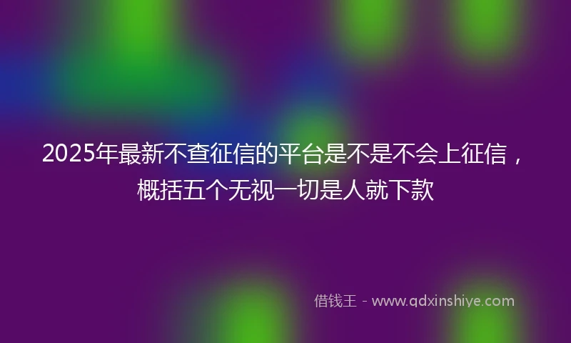 2025年最新不查征信的平台是不是不会上征信，概括五个无视一切是人就下款