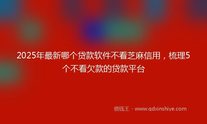 2025年最新哪个贷款软件不看芝麻信用，梳理5个不看欠款的贷款平台