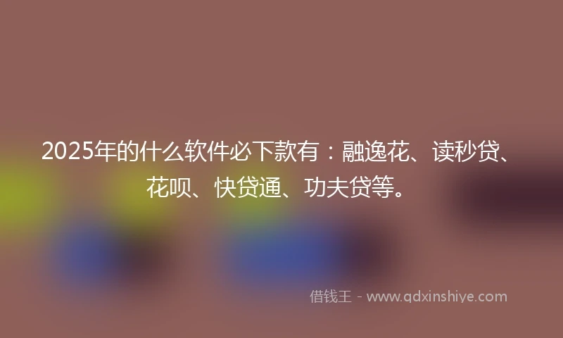 2025年的什么软件必下款有：融逸花、读秒贷、花呗、快贷通、功夫贷等。