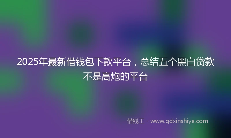 2025年最新借钱包下款平台，总结五个黑白贷款不是高炮的平台