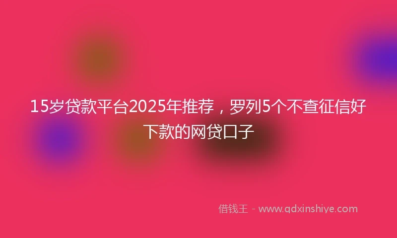 15岁贷款平台2025年推荐，罗列5个不查征信好下款的网贷口子