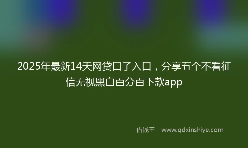 2025年最新14天网贷口子入口，分享五个不看征信无视黑白百分百下款app