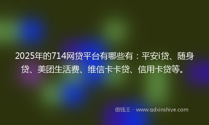 2025年的714网贷平台有哪些有：平安i贷、随身贷、美团生活费、维信卡卡贷、信用卡贷等。