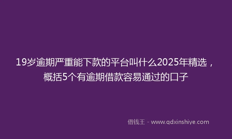 19岁逾期严重能下款的平台叫什么2025年精选，概括5个有逾期借款容易通过的口子