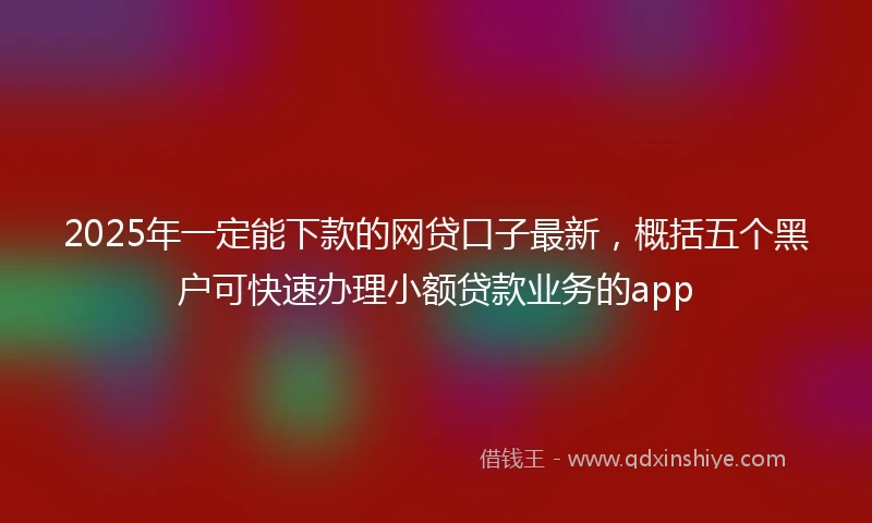 2025年一定能下款的网贷口子最新，概括五个黑户可快速办理小额贷款业务的app