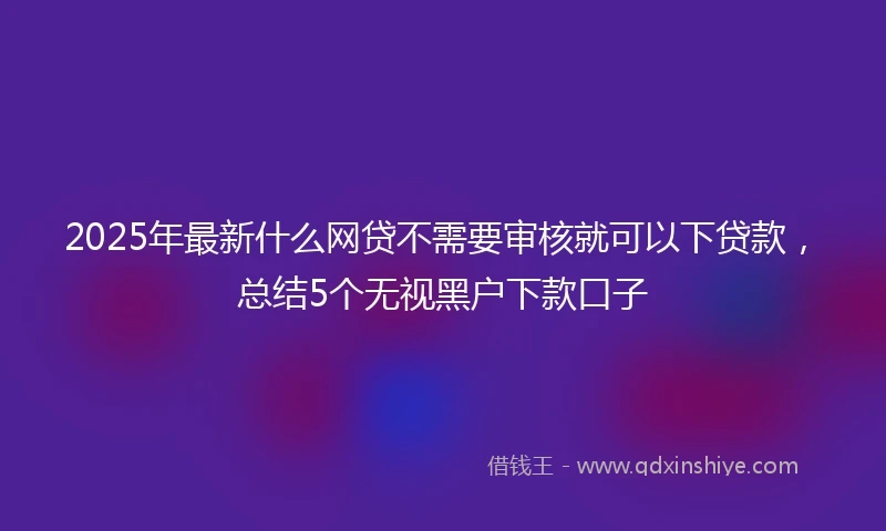 2025年最新什么网贷不需要审核就可以下贷款，总结5个无视黑户下款口子