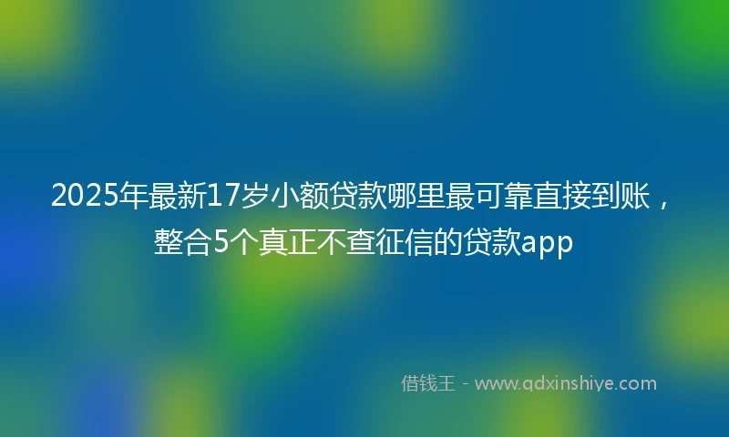 2025年最新17岁小额贷款哪里最可靠直接到账，整合5个真正不查征信的贷款app