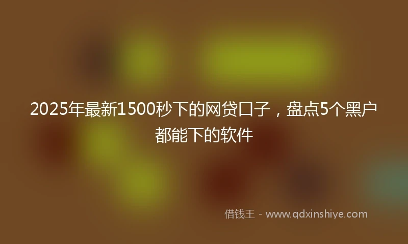 2025年最新1500秒下的网贷口子，盘点5个黑户都能下的软件