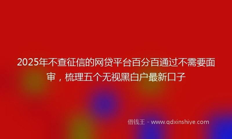 2025年不查征信的网贷平台百分百通过不需要面审，梳理五个无视黑白户最新口子