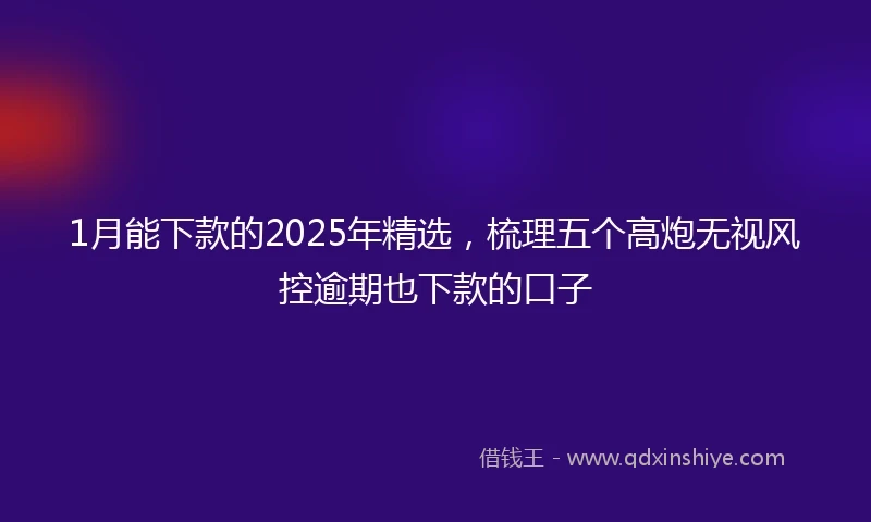 1月能下款的2025年精选，梳理五个高炮无视风控逾期也下款的口子