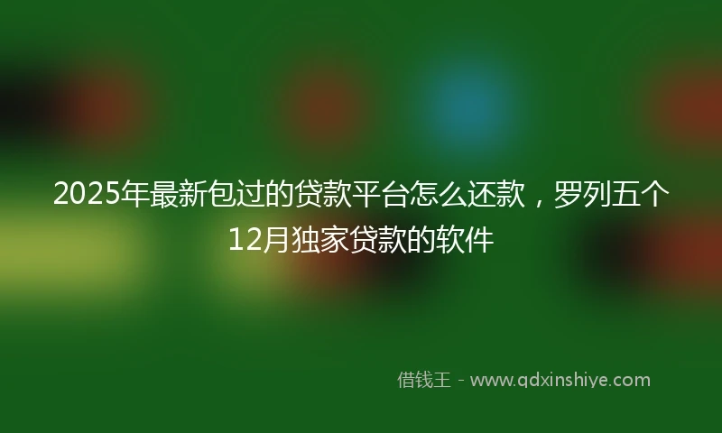 2025年最新包过的贷款平台怎么还款，罗列五个12月独家贷款的软件