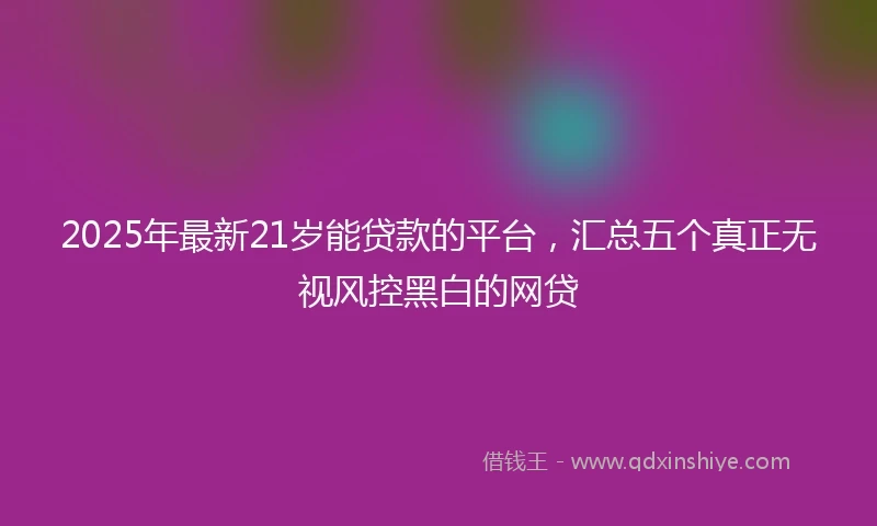 2025年最新21岁能贷款的平台，汇总五个真正无视风控黑白的网贷