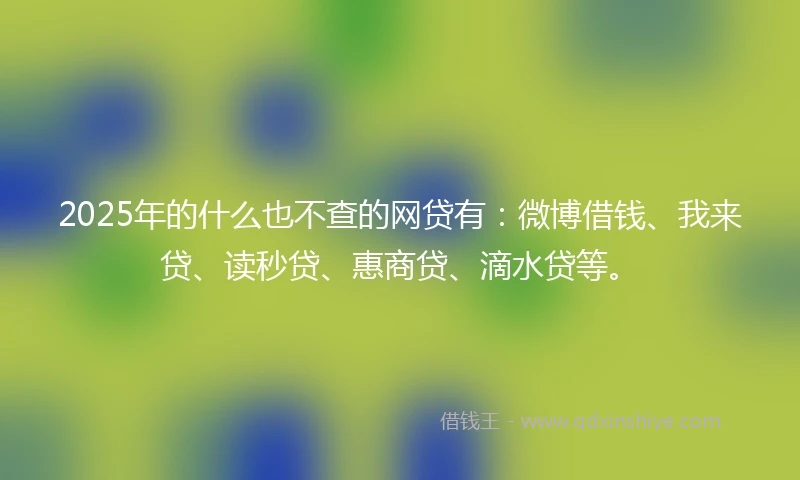 2025年的什么也不查的网贷有：微博借钱、我来贷、读秒贷、惠商贷、滴水贷等。