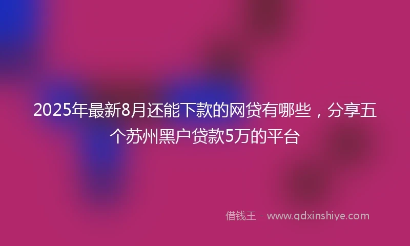 2025年最新8月还能下款的网贷有哪些，分享五个苏州黑户贷款5万的平台