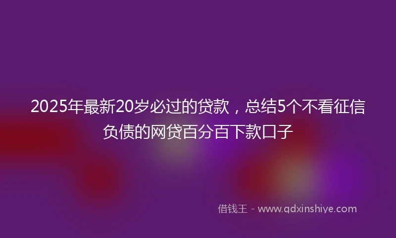 2025年最新20岁必过的贷款，总结5个不看征信负债的网贷百分百下款口子