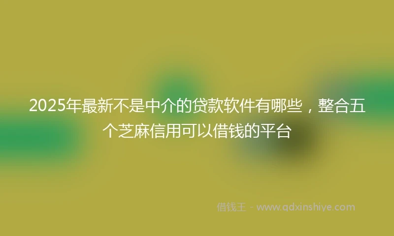 2025年最新不是中介的贷款软件有哪些，整合五个芝麻信用可以借钱的平台