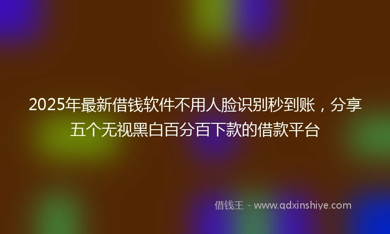 2025年最新借钱软件不用人脸识别秒到账，分享五个无视黑白百分百下款的借款平台