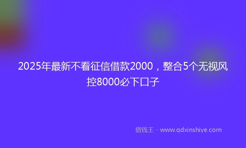 2025年最新不看征信借款2000，整合5个无视风控8000必下口子